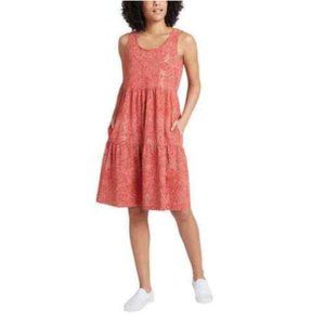 NWT Frye Womens Tiered Dress Faded Bandana Red White Print Size Med $100 H249